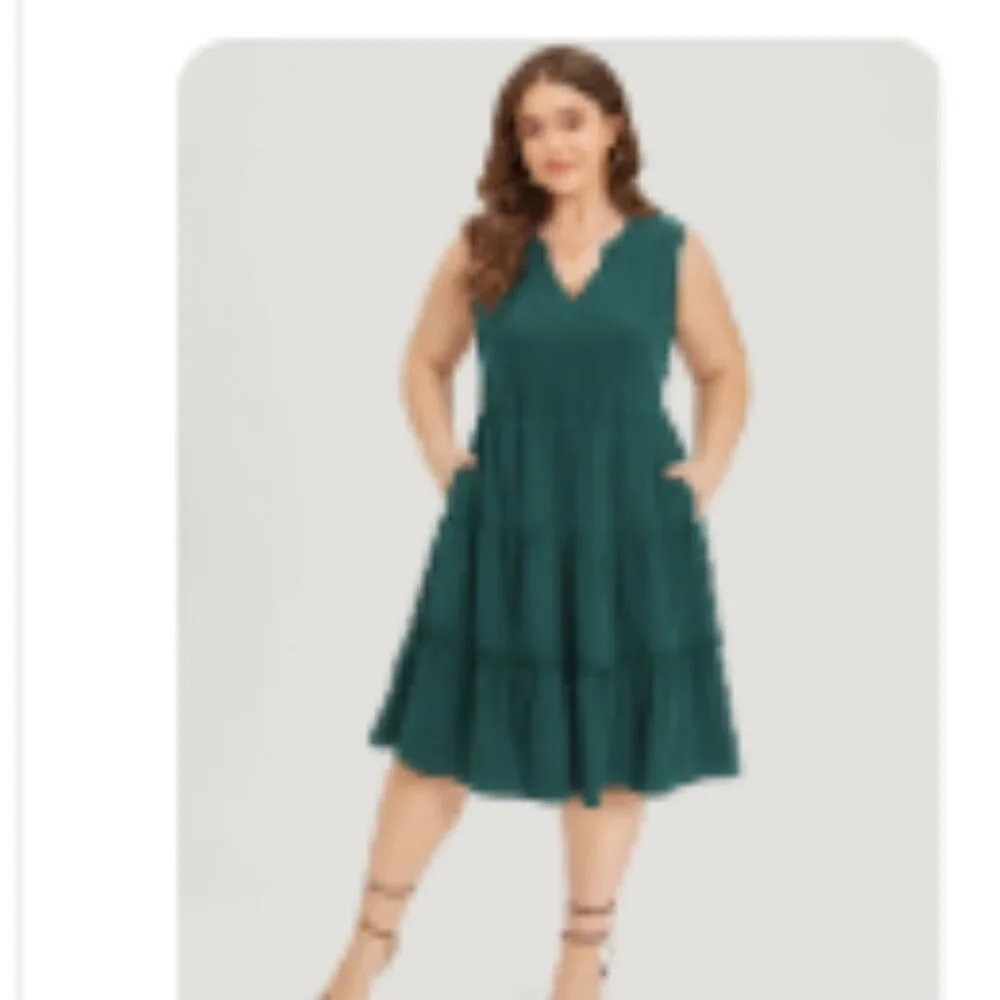 BloomChic Supersoft Essentials Notched Ruffle Layered Hem Sleeveless Dress – Gre - Picture 2 of 6